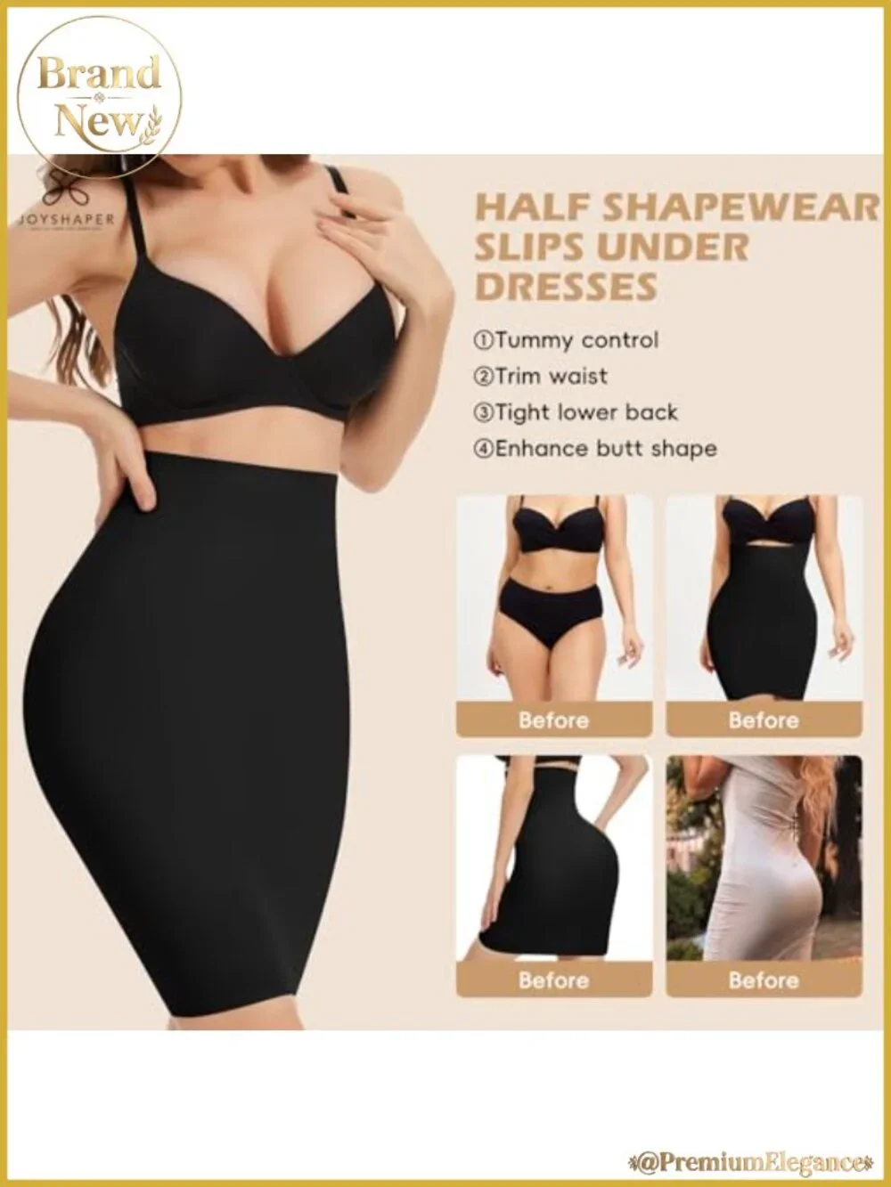 Control Slip Half Slip Shapewear for Women High Stretch Nylon Spandex Slim